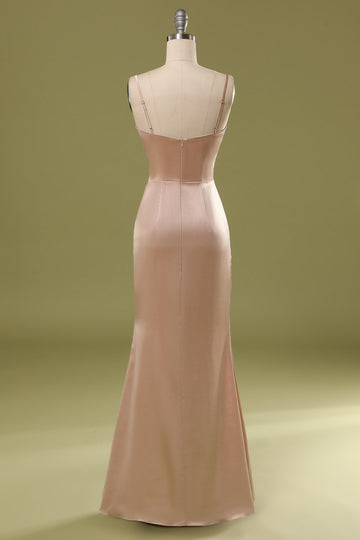 Vestido de satén champán